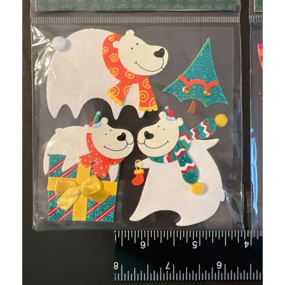 Handmade Holiday Sticker Set With Snowflakes Polar Bears & Snowmen Designs 3D - Picture 2 of 5